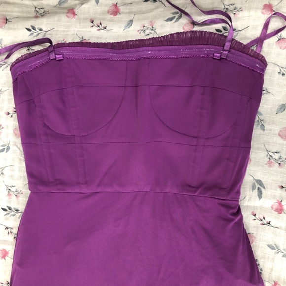 Like new BCBGMaxAzria cocktail dress strapless dress purple mini dress - Picture 7 of 10